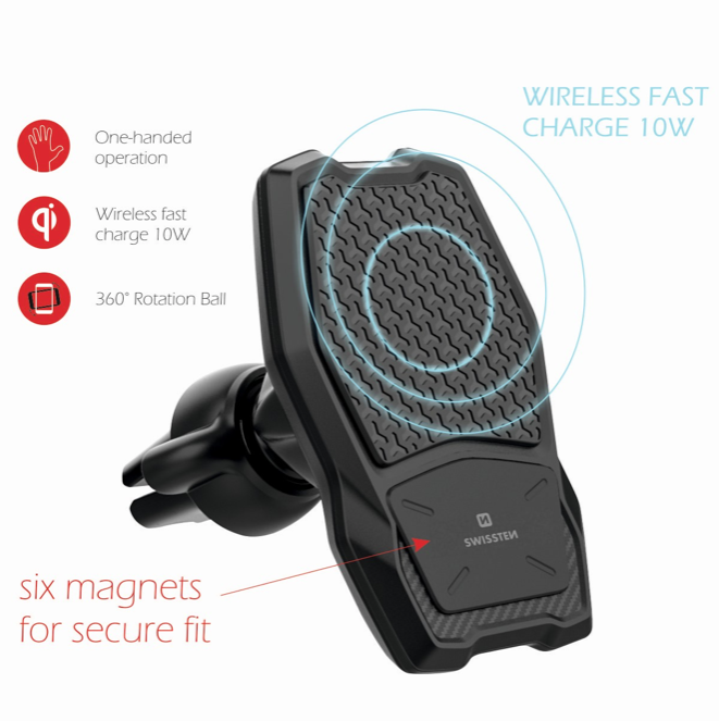 Magnetická bezdrátová nabíječka do auta SWISSTEN